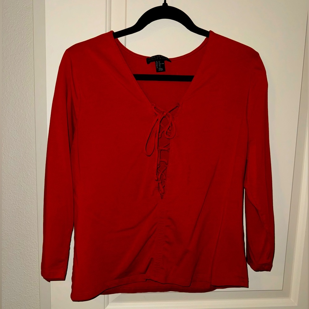 3/4 sleeve tie up shirt